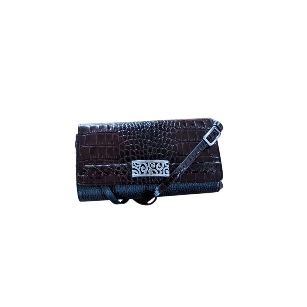 Brighton Vintage Leather Black Wallet Crossbody Y2K Purse